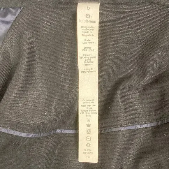 Lululemon Brave the Cold Goose Down Coat Women 6 Black Blue? Long Puffer Hooded - Picture 4 of 13